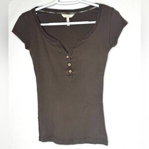Vintage Old Navy Womens Brown Short Sleeve Henley Ribbed Y2K Preppy  Bella Elena